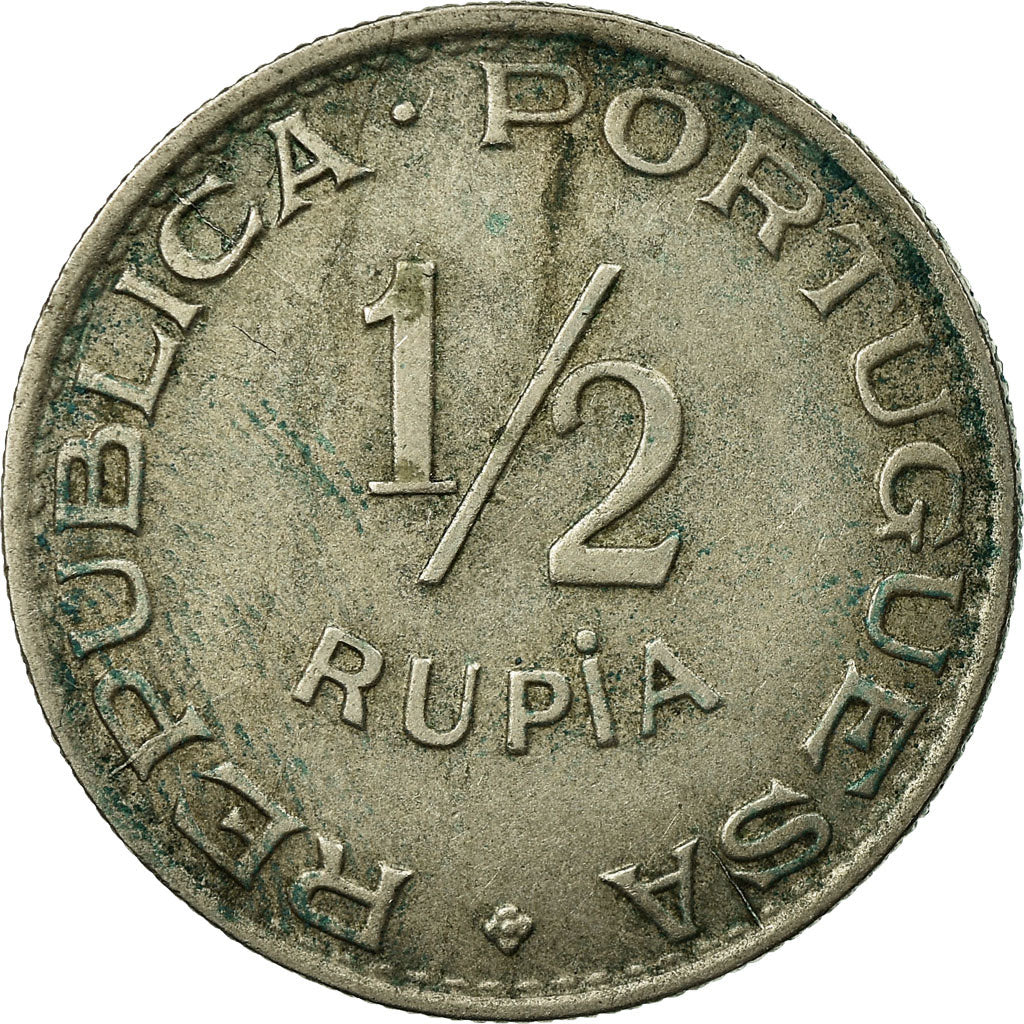 Coin, INDIA-PORTUGUESE, 1/2 Rupia, 1947, EF(40-45), Copper-nickel, KM:26