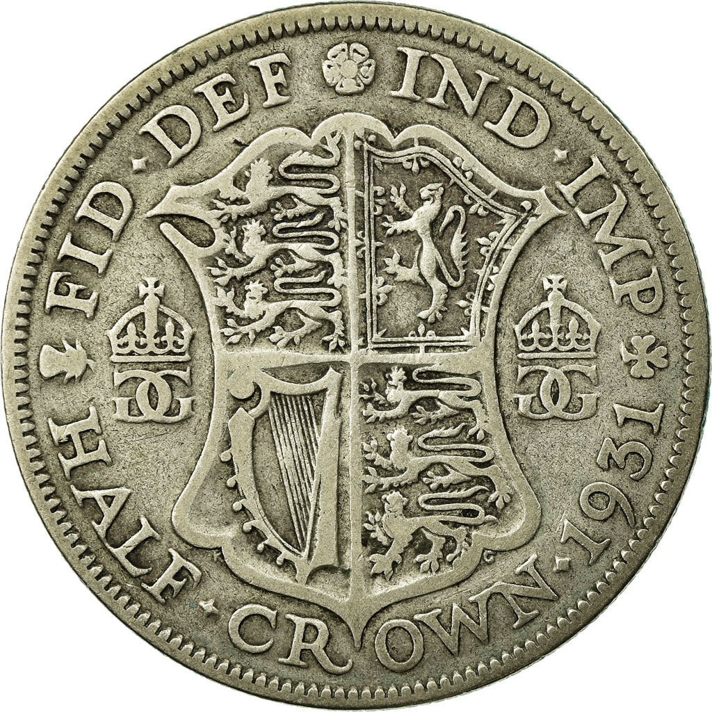 Coin, Great Britain, George V, 1/2 Crown, 1931, VF(20-25), Silver, KM:835