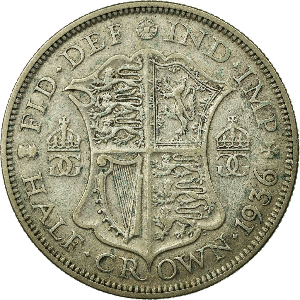 Coin, Great Britain, George V, 1/2 Crown, 1936, VF(20-25), Silver, KM:835