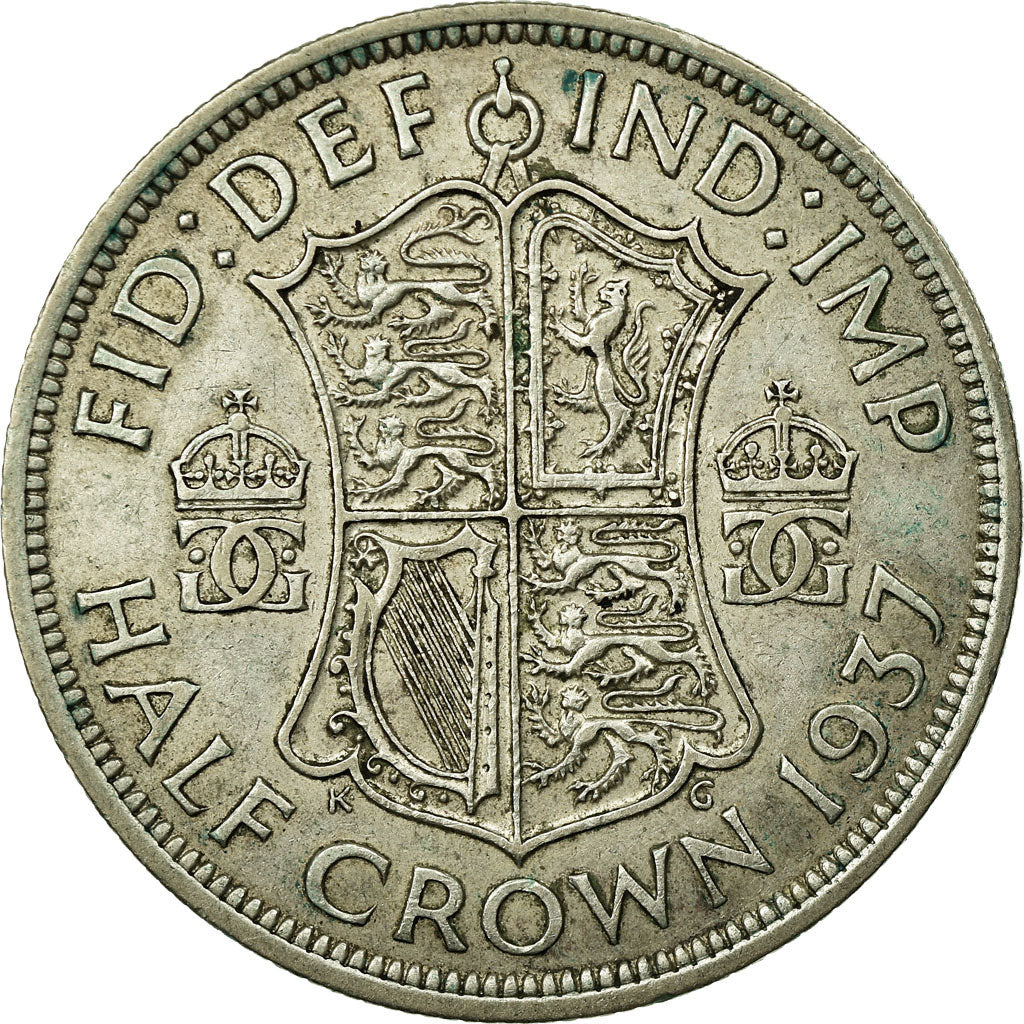 Coin, Great Britain, George VI, 1/2 Crown, 1937, EF(40-45), Silver, KM:856