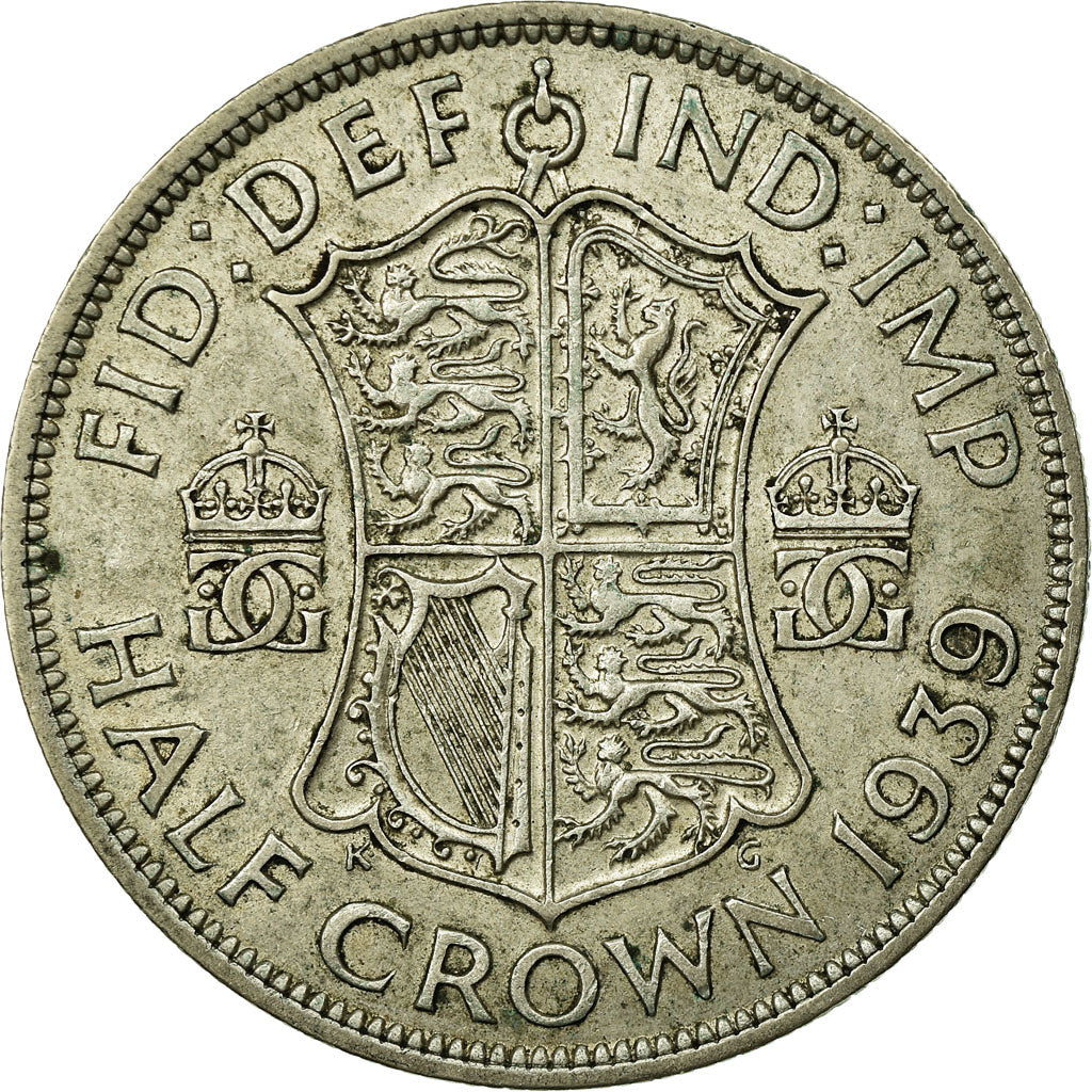 Coin, Great Britain, George VI, 1/2 Crown, 1939, EF(40-45), Silver, KM:856
