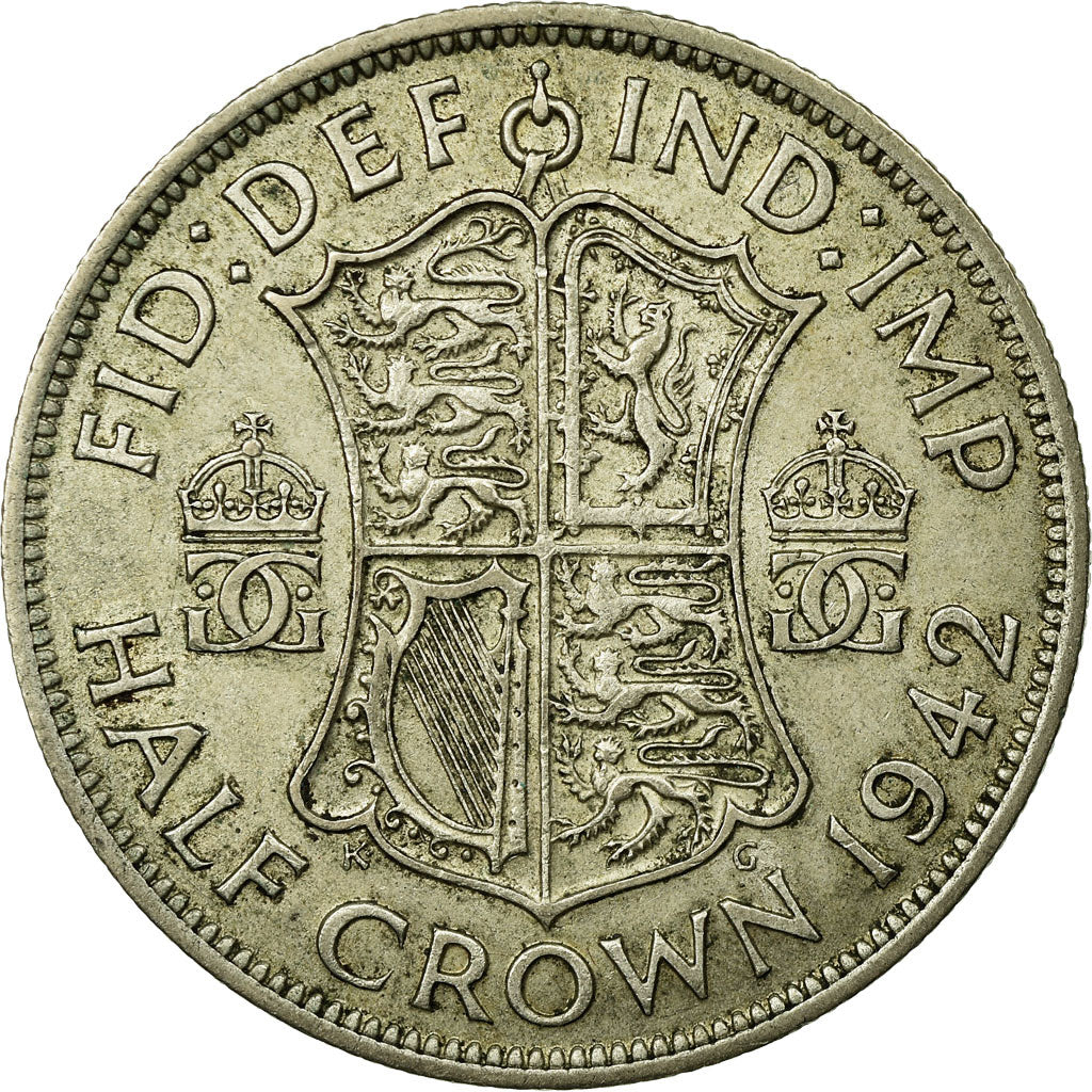 Coin, Great Britain, George VI, 1/2 Crown, 1942, EF(40-45), Silver, KM:856