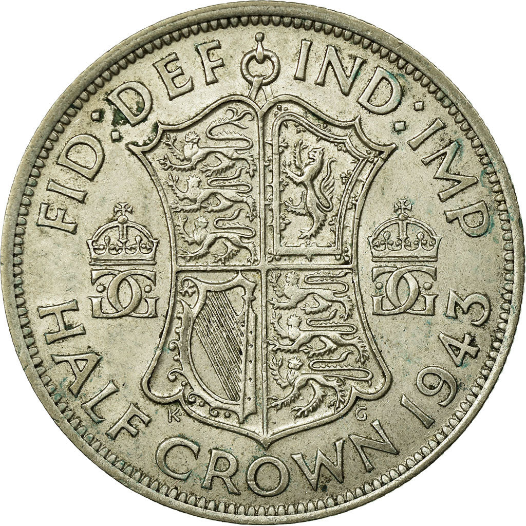 Coin, Great Britain, George VI, 1/2 Crown, 1943, EF(40-45), Silver, KM:856