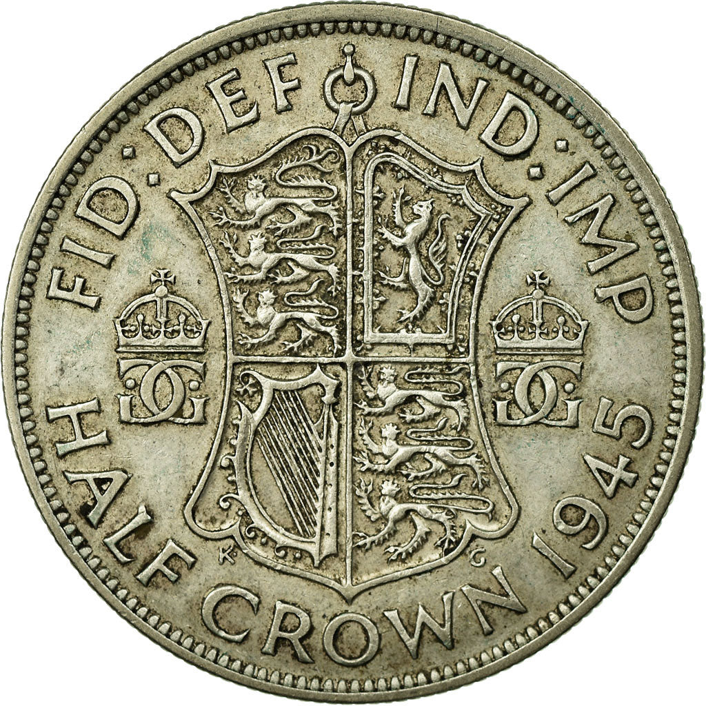 Coin, Great Britain, George VI, 1/2 Crown, 1945, EF(40-45), Silver, KM:856