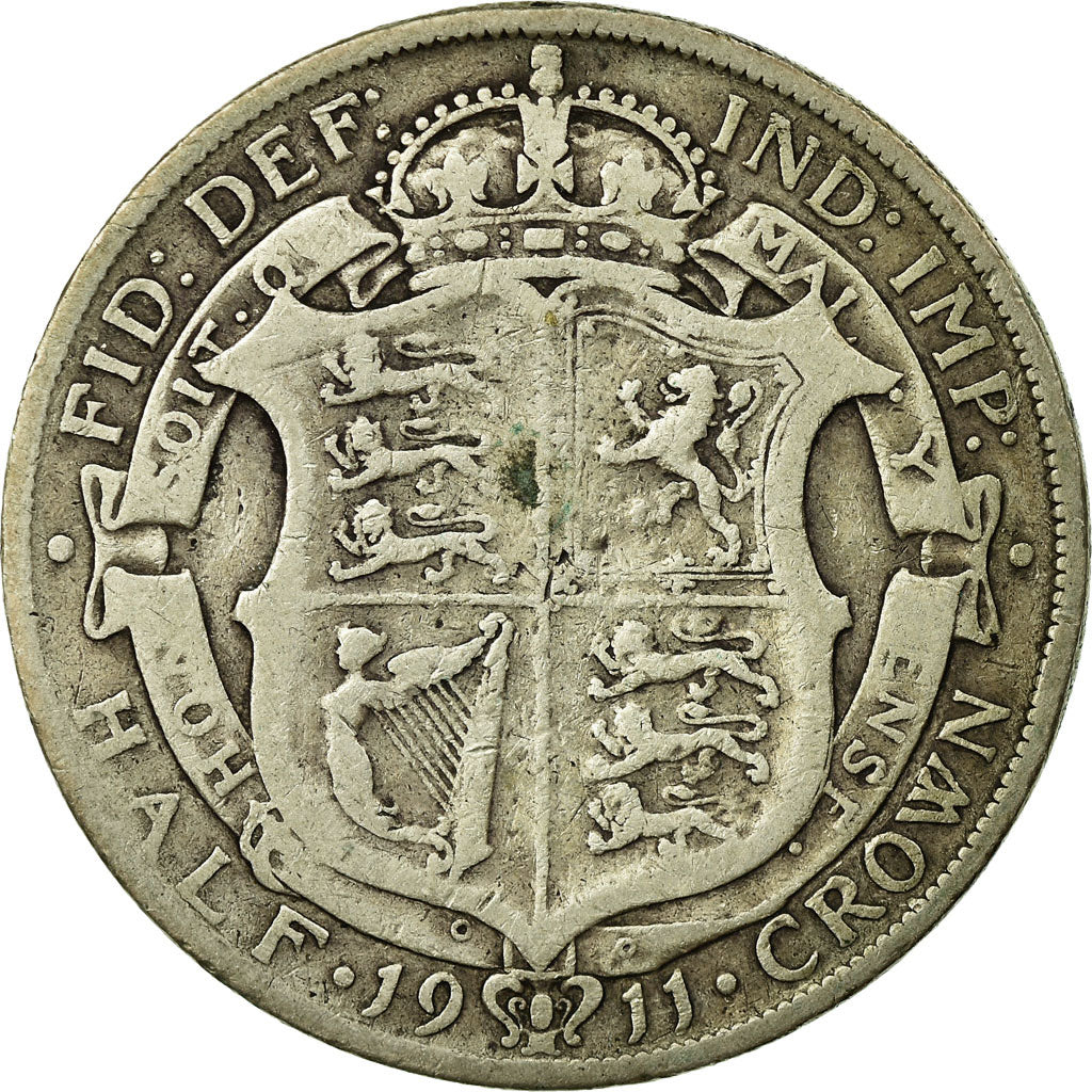 Coin, Great Britain, George V, 1/2 Crown, 1911, VF(20-25), Silver, KM:818.1