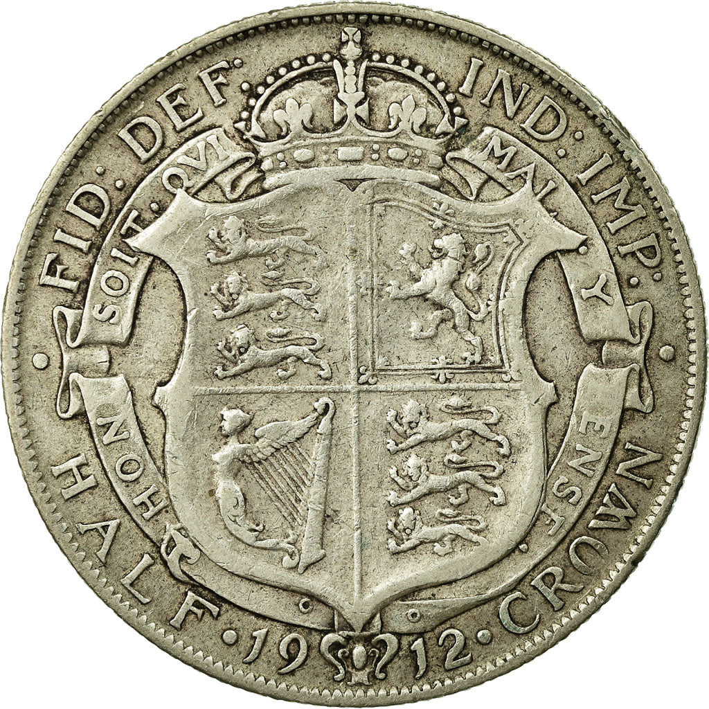 Coin, Great Britain, George V, 1/2 Crown, 1912, VF(20-25), Silver, KM:818.1