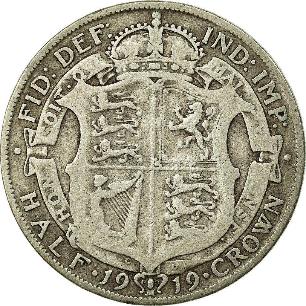 Coin, Great Britain, George V, 1/2 Crown, 1919, VF(20-25), Silver, KM:818.1