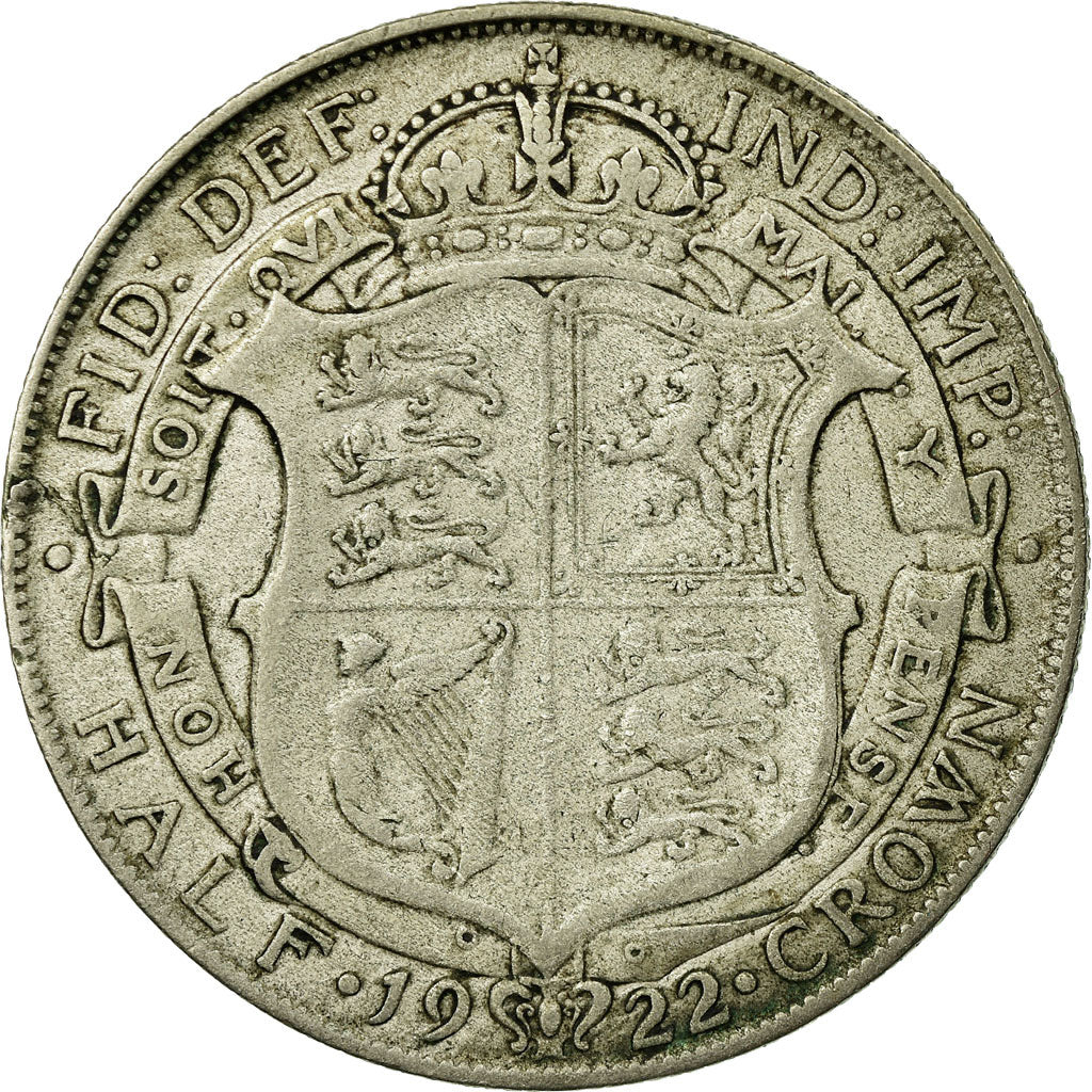 Coin, Great Britain, George V, 1/2 Crown, 1922, VF(20-25), Silver, KM:818.2