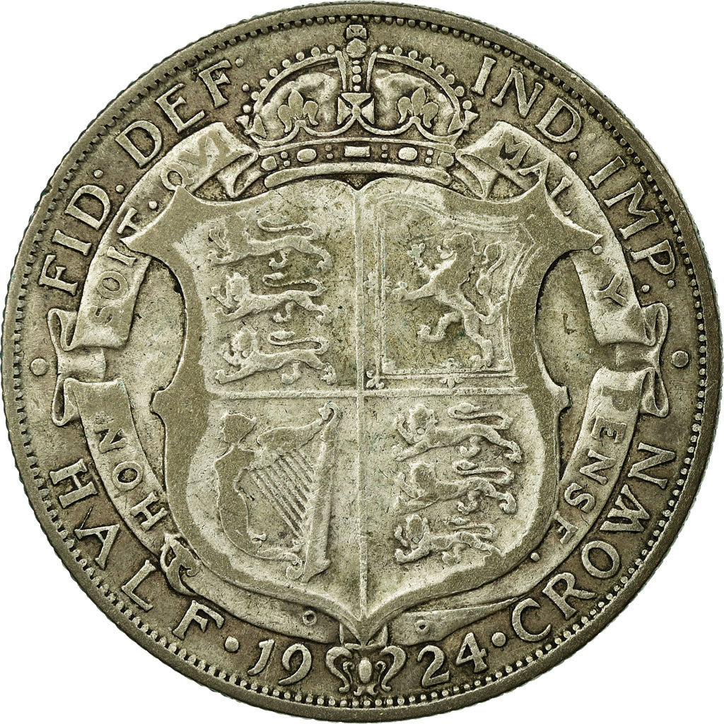 Coin, Great Britain, George V, 1/2 Crown, 1924, VF(20-25), Silver, KM:818.2