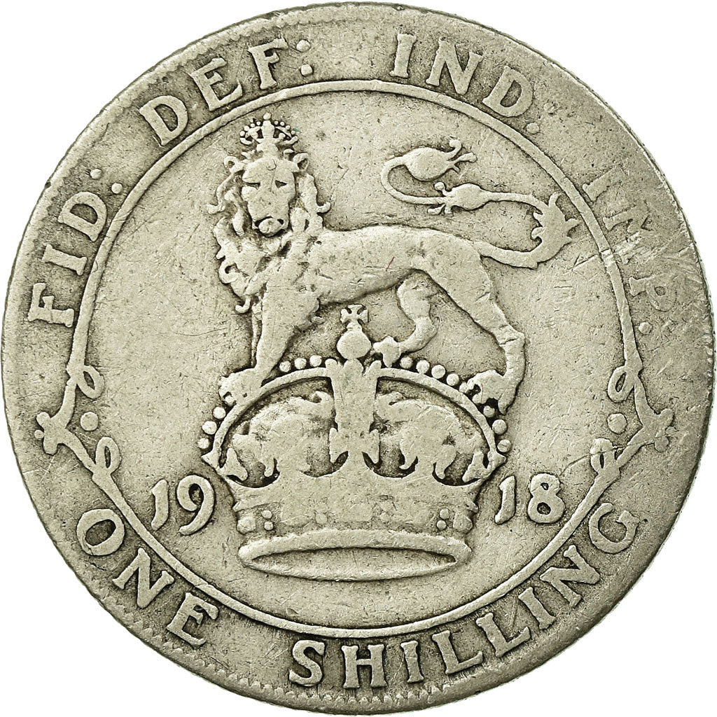 Coin, Great Britain, George V, Shilling, 1918, VF(20-25), Silver, KM:816