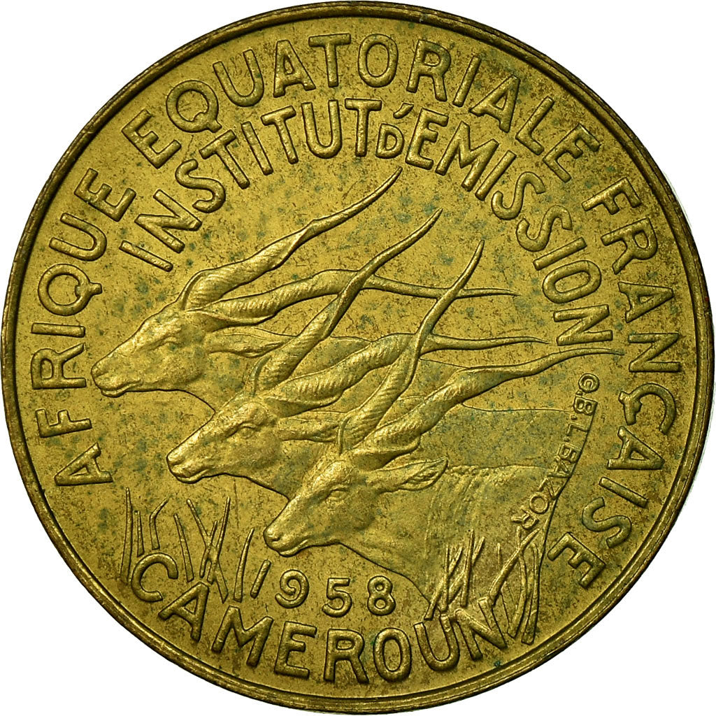 Coin, Cameroon, 5 Francs, 1958, EF(40-45), Aluminum-Bronze, KM:10
