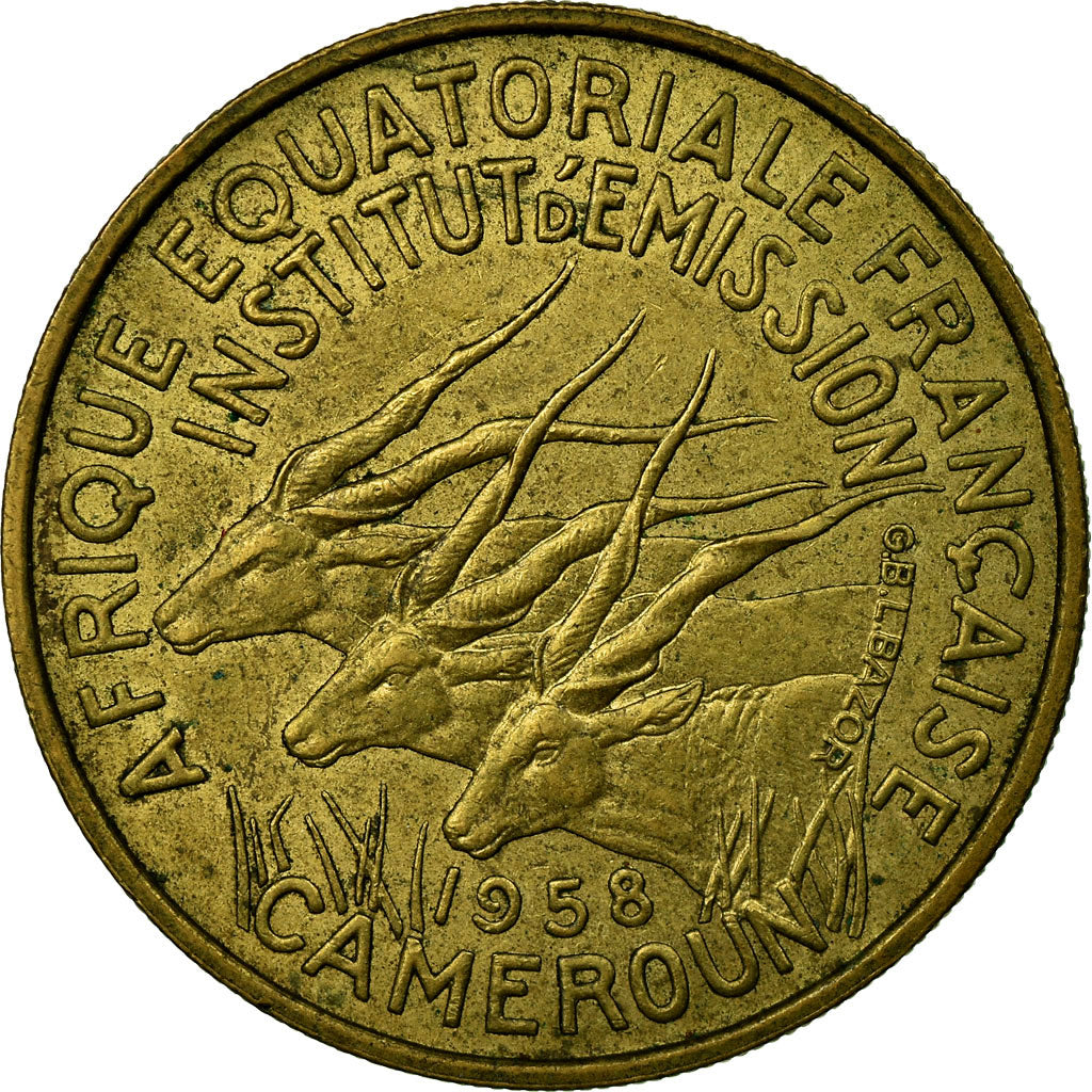 Coin, Cameroon, 25 Francs, 1958, Paris, EF(40-45), Aluminum-Bronze, KM:12