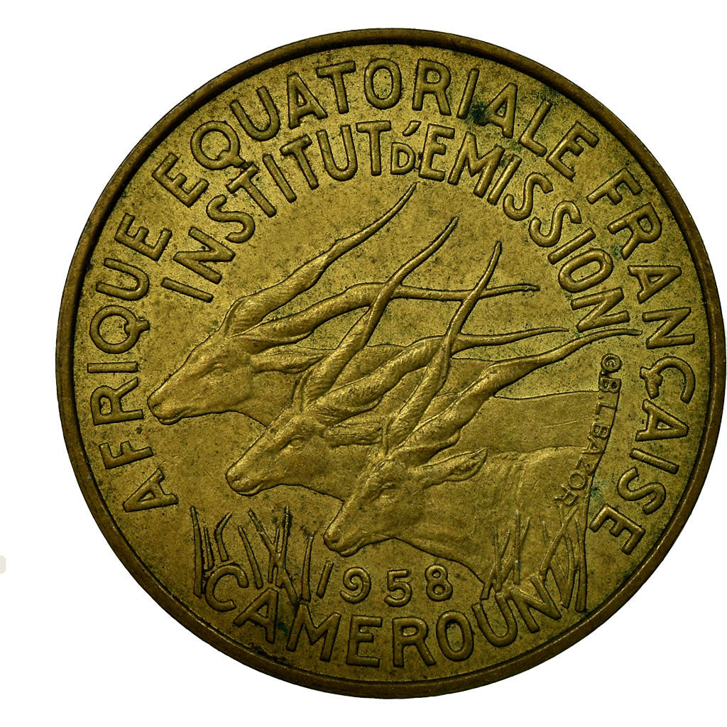 Coin, Cameroon, 10 Francs, 1958, EF(40-45), Aluminum-Bronze, KM:11