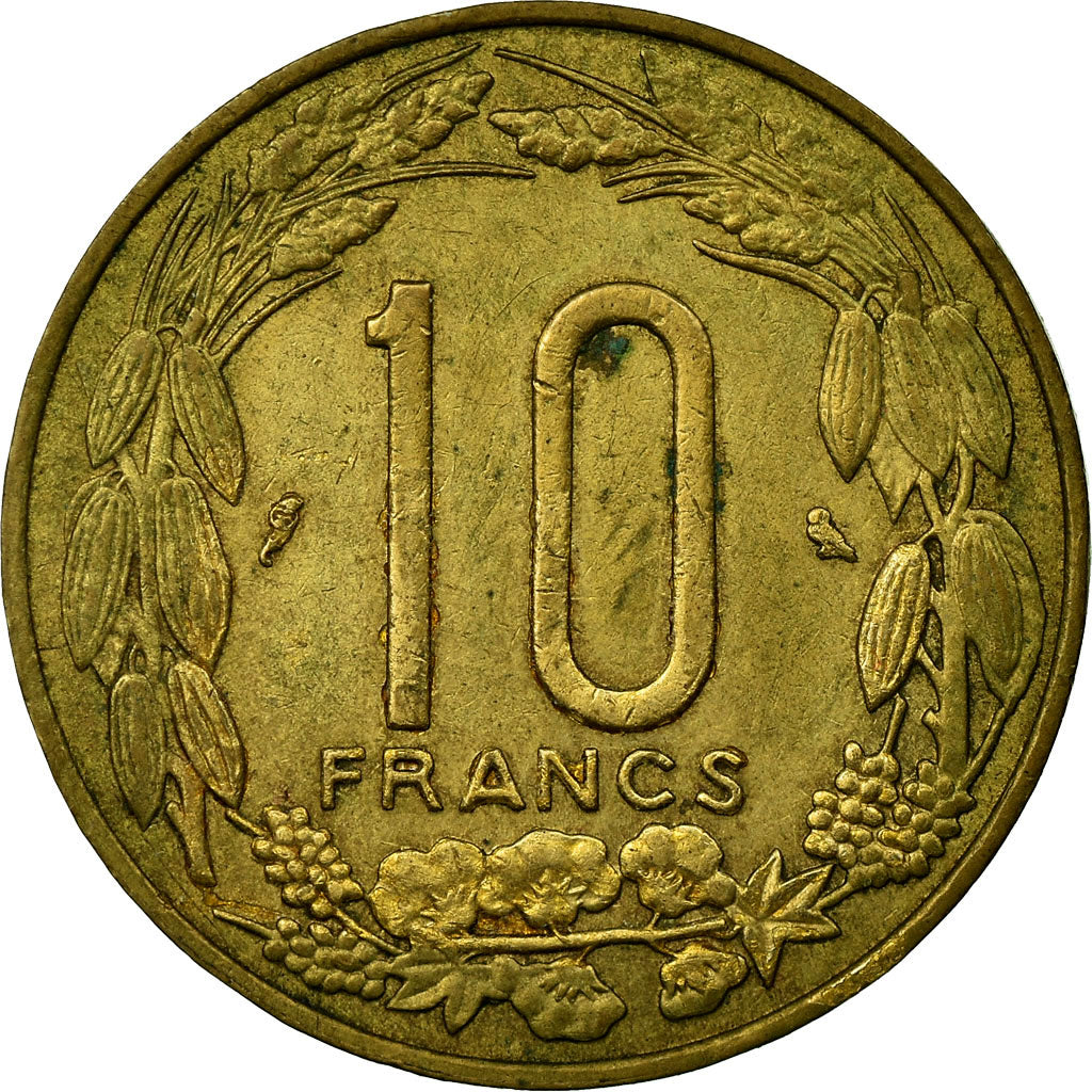 Moneda, Estados africanos ecuatoriales, 10 Francs, 1961, Paris, MBC, Aluminio -