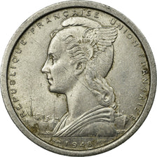 Coin, Cameroon, 2 Francs, 1948, Paris, EF(40-45), Aluminum, KM:9