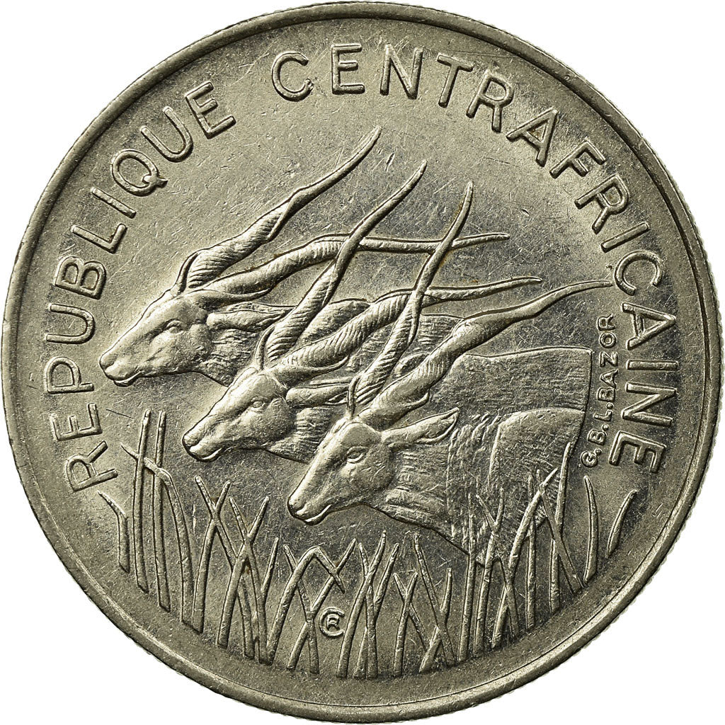 Coin, Central African Republic, 100 Francs, 1975, EF(40-45), Nickel, KM:7