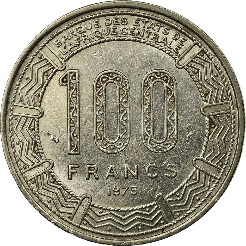 Coin, Central African Republic, 100 Francs, 1975, EF(40-45), Nickel, KM:7
