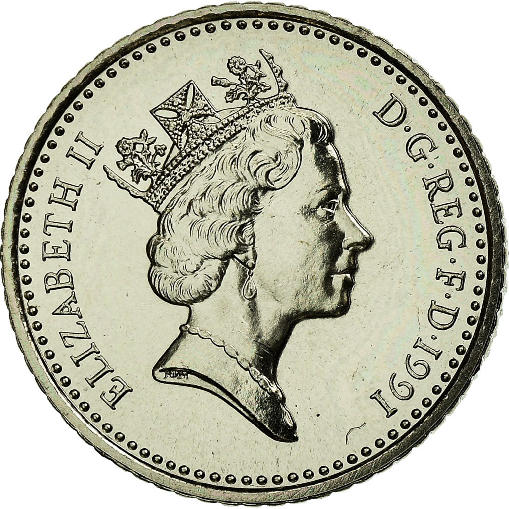 Moneta, Gran Bretagna, Elizabeth II, 5 Pence, 1991, SPL, Rame-nichel, KM:937b