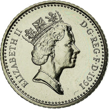 Coin, Great Britain, Elizabeth II, 5 Pence, 1991, MS(63), Copper-nickel, KM:937b