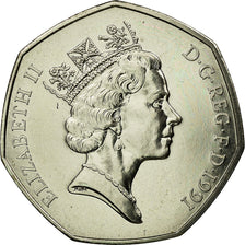 Coin, Great Britain, Elizabeth II, 50 Pence, 1991, MS(63), Copper-nickel