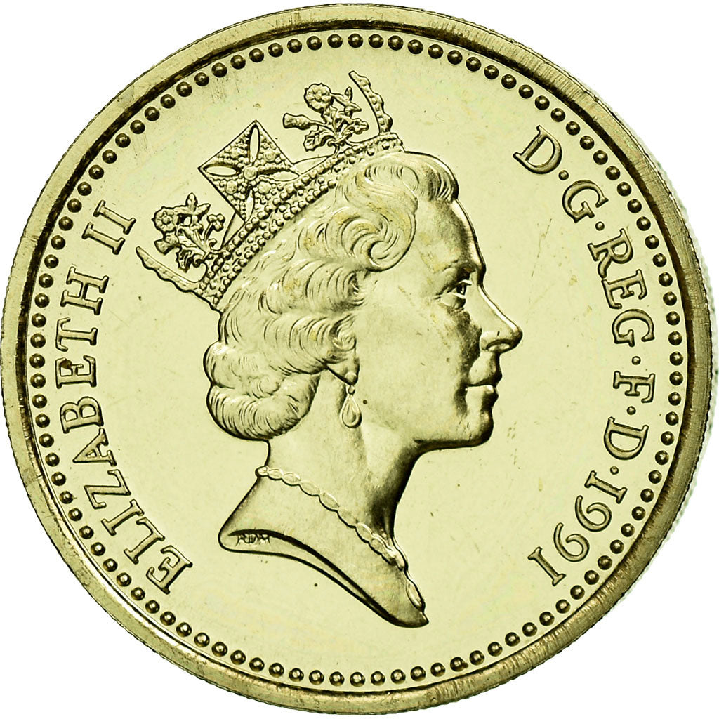 Coin, Great Britain, Elizabeth II, Pound, 1991, MS(63), Nickel-brass, KM:946