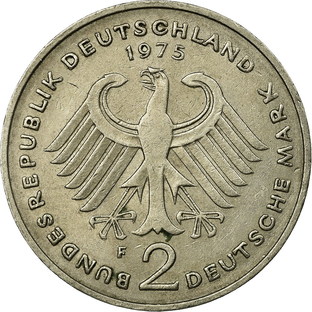 Coin, GERMANY - FEDERAL REPUBLIC, 2 Mark, 1975, Stuttgart, EF(40-45)