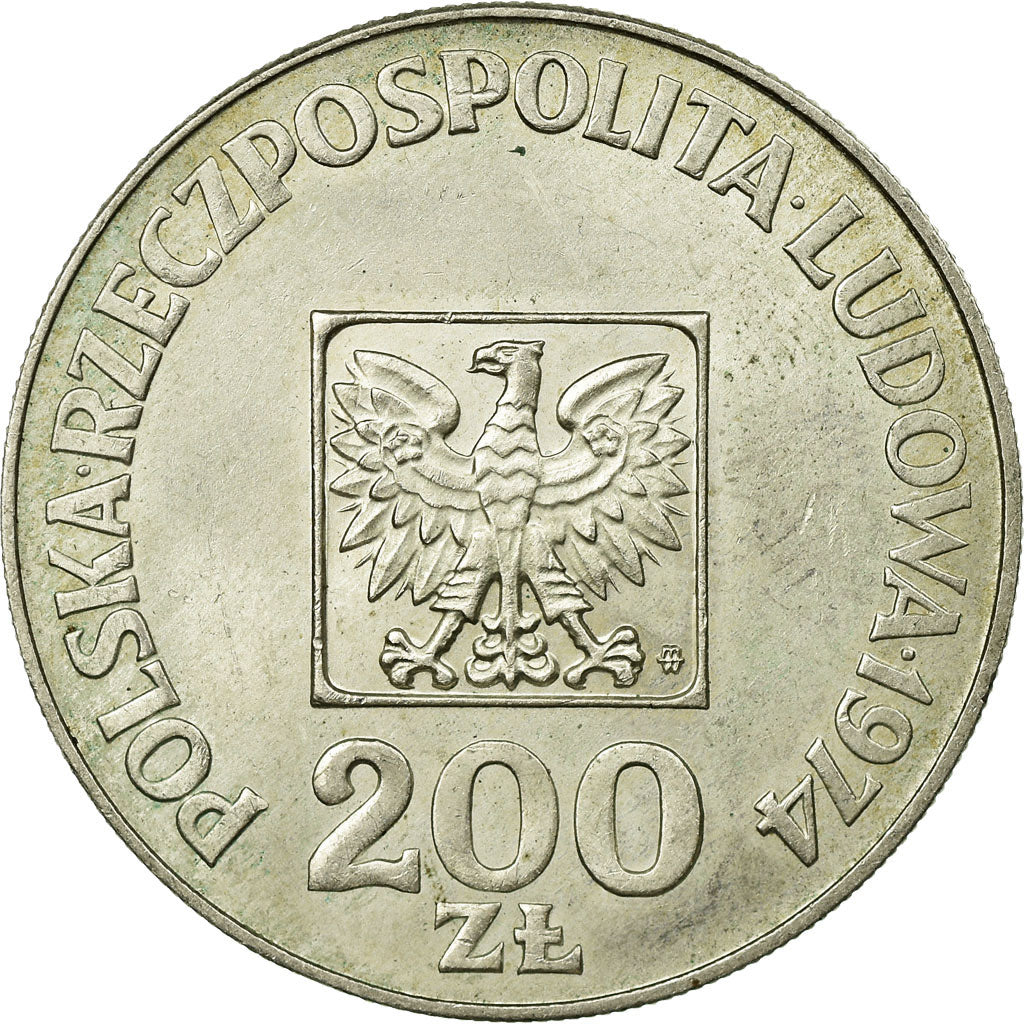 Coin, Poland, 200 Zlotych, 1974, Warsaw, EF(40-45), Silver, KM:72