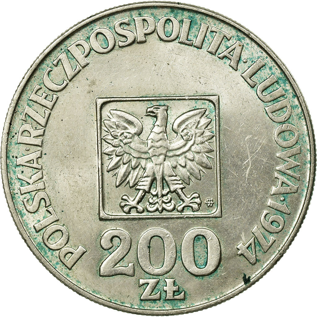 Coin, Poland, 200 Zlotych, 1974, Warsaw, EF(40-45), Silver, KM:72