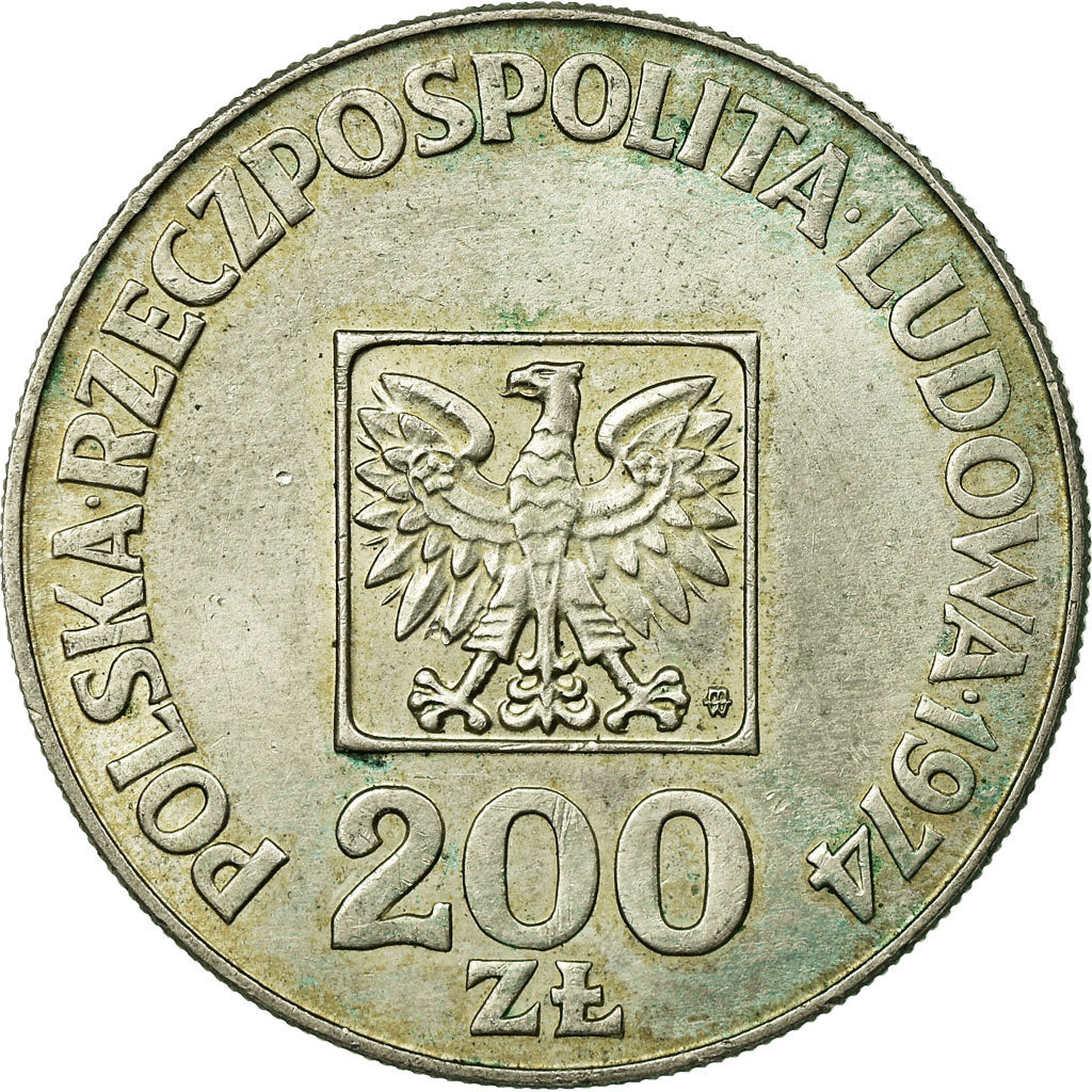 Münze, Polen, 200 Zlotych, 1974, Warsaw, SS, Silber, KM:72