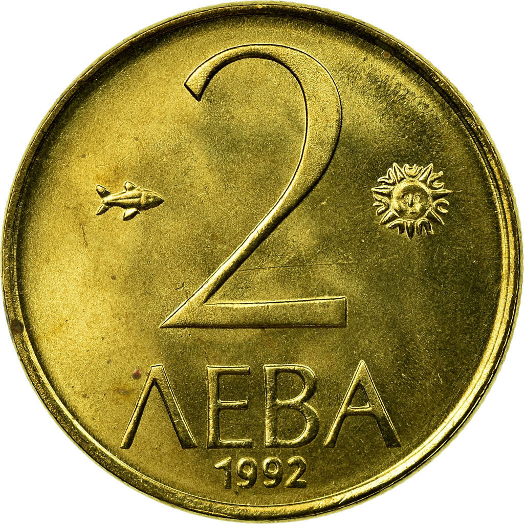 Coin, Bulgaria, 2 Leva, 1992, AU(55-58), Nickel-brass, KM:203