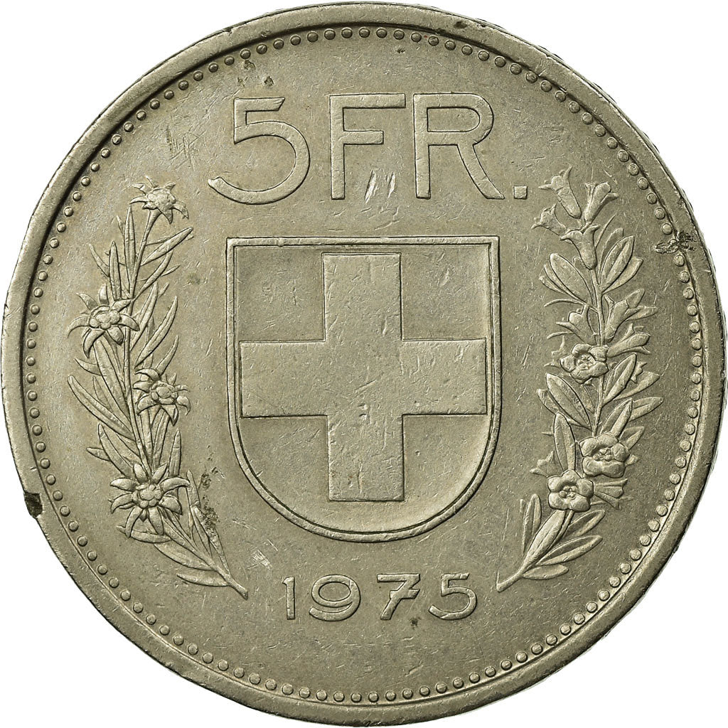 Münze, Schweiz, 5 Francs, 1975, Bern, SS, Copper-nickel, KM:40a.1
