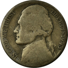 Munten, Verenigde Staten, Jefferson Nickel, 5 Cents, 1943, U.S. Mint