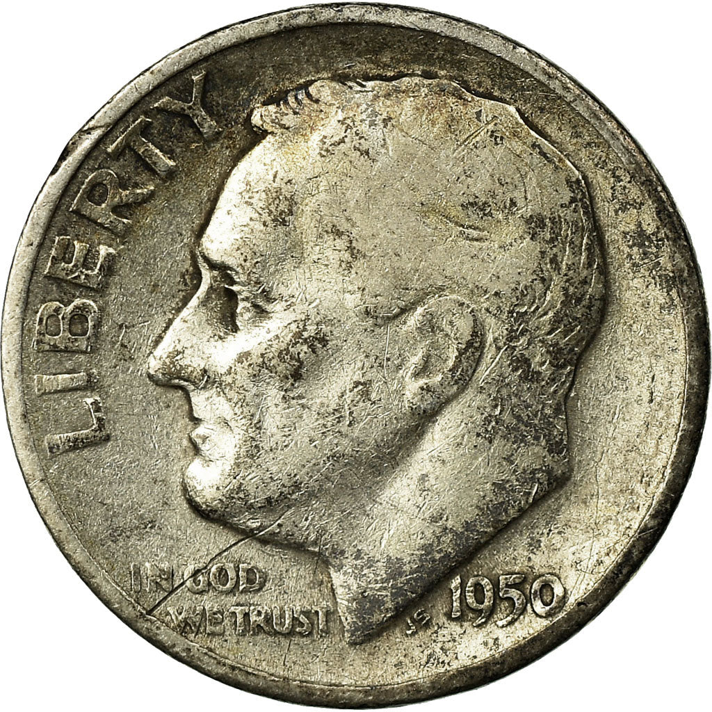Coin, United States, Roosevelt Dime, Dime, 1950, U.S. Mint, San Francisco