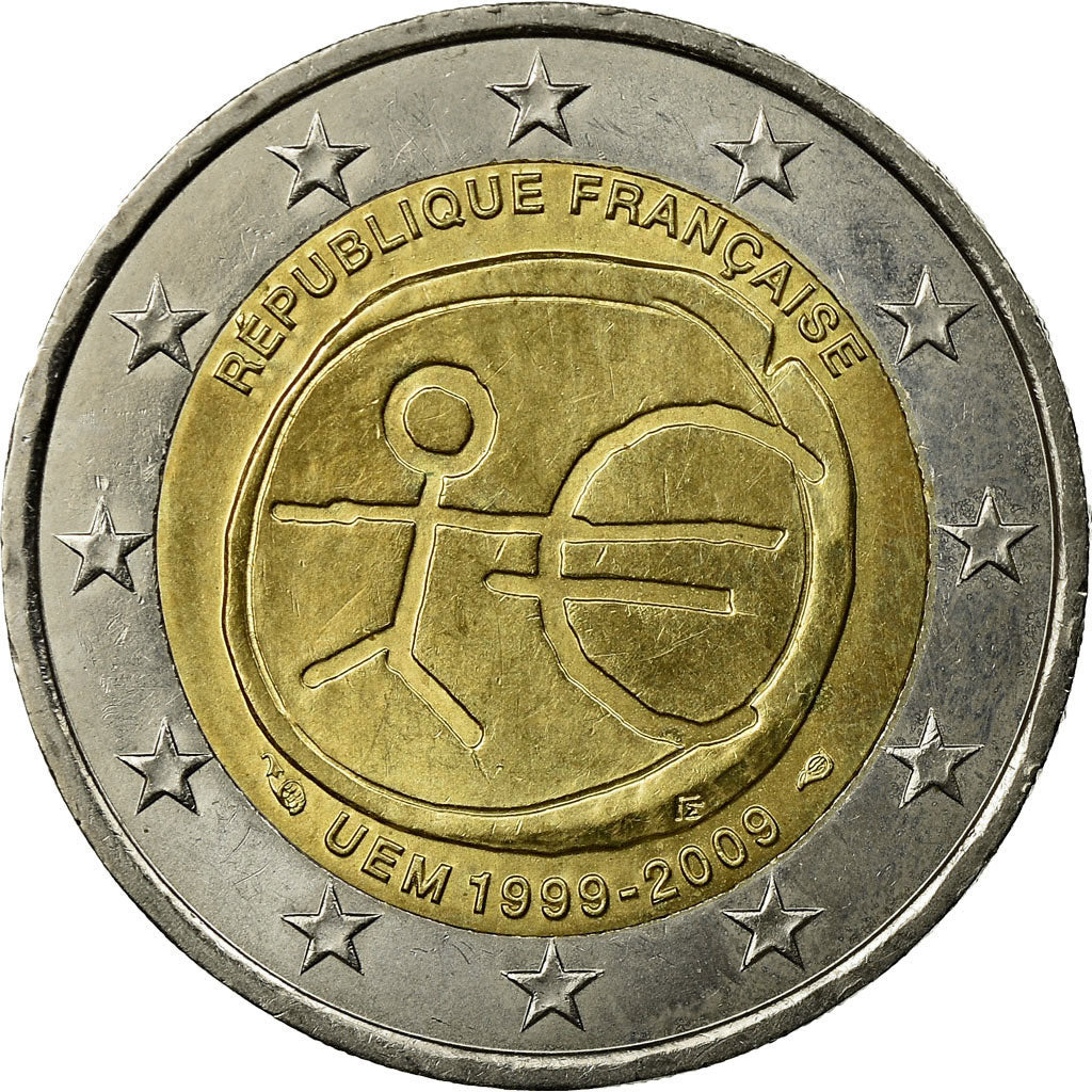 Francja, 2 Euro, EMU 10th Anniversary, 2009, EF(40-45), Bimetaliczny