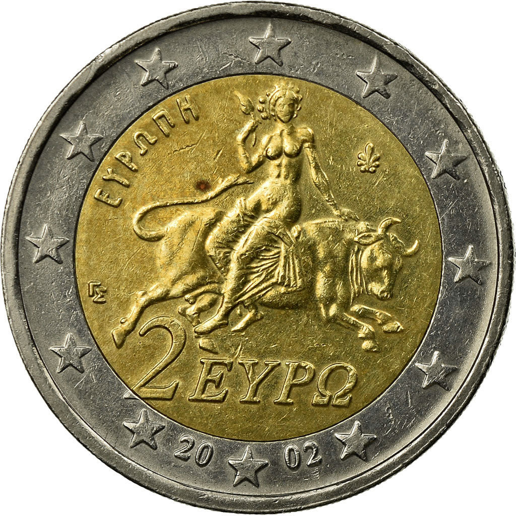Greece, 2 Euro, 2002, EF(40-45), Bi-Metallic, KM:188
