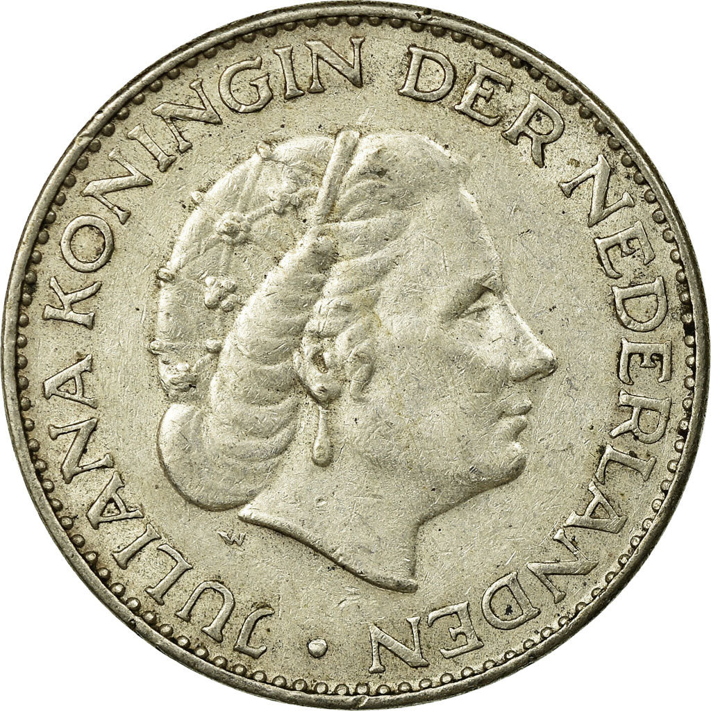 Coin, Netherlands, Juliana, Gulden, 1966, EF(40-45), Silver, KM:184