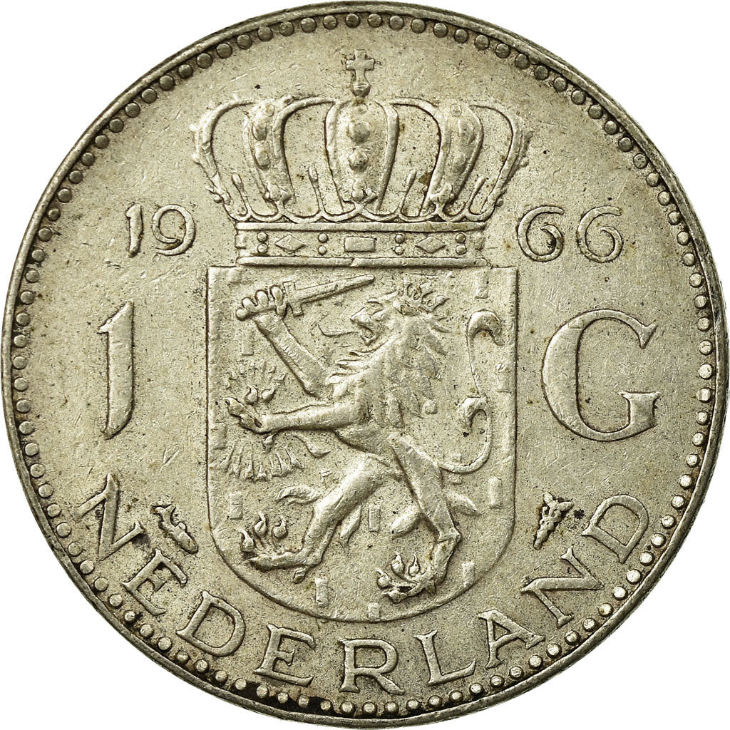 Coin, Netherlands, Juliana, Gulden, 1966, EF(40-45), Silver, KM:184
