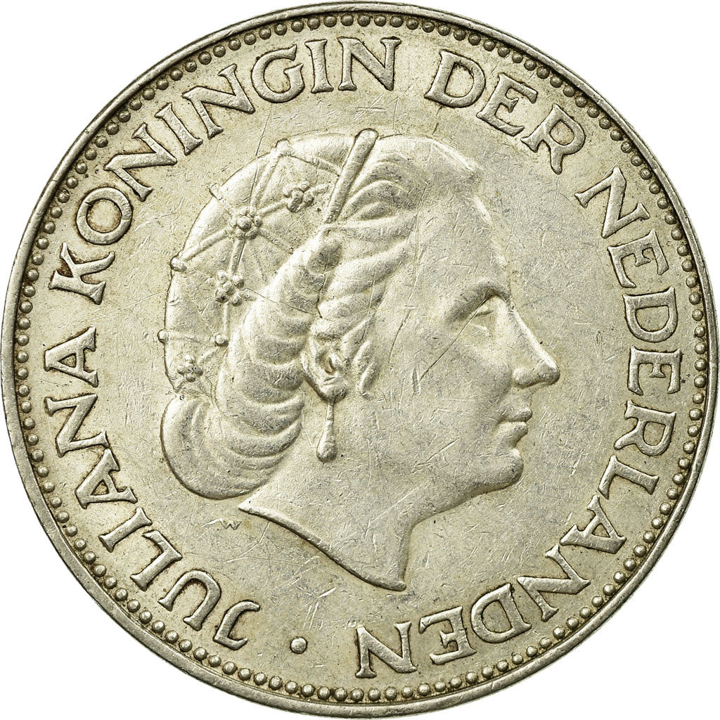 Coin, Netherlands, Juliana, 2-1/2 Gulden, 1963, EF(40-45), Silver, KM:185