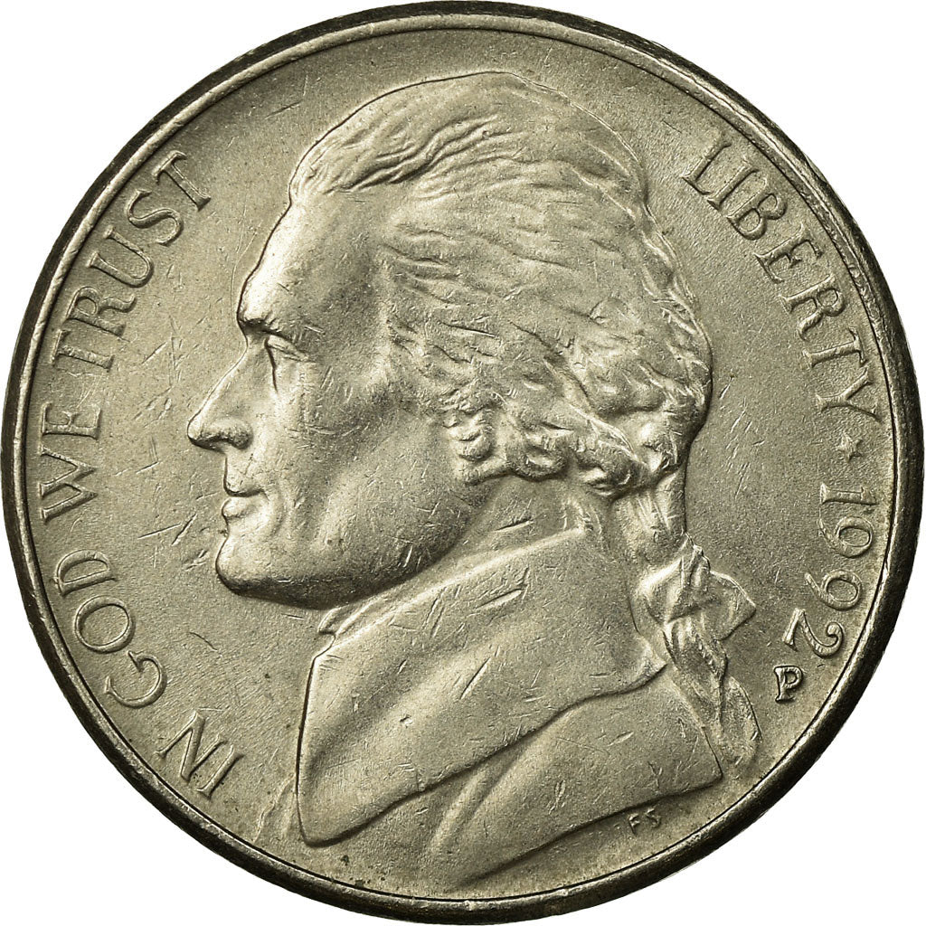 Moneda, Estados Unidos, Jefferson Nickel, 5 Cents, 1992, U.S. Mint