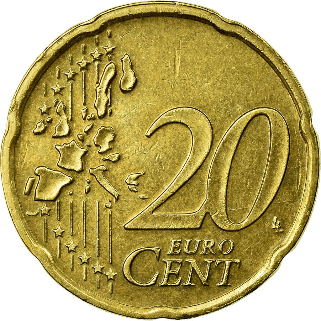 Luxembourg, 20 Euro Cent, 2002, EF(40-45), Brass, KM:79