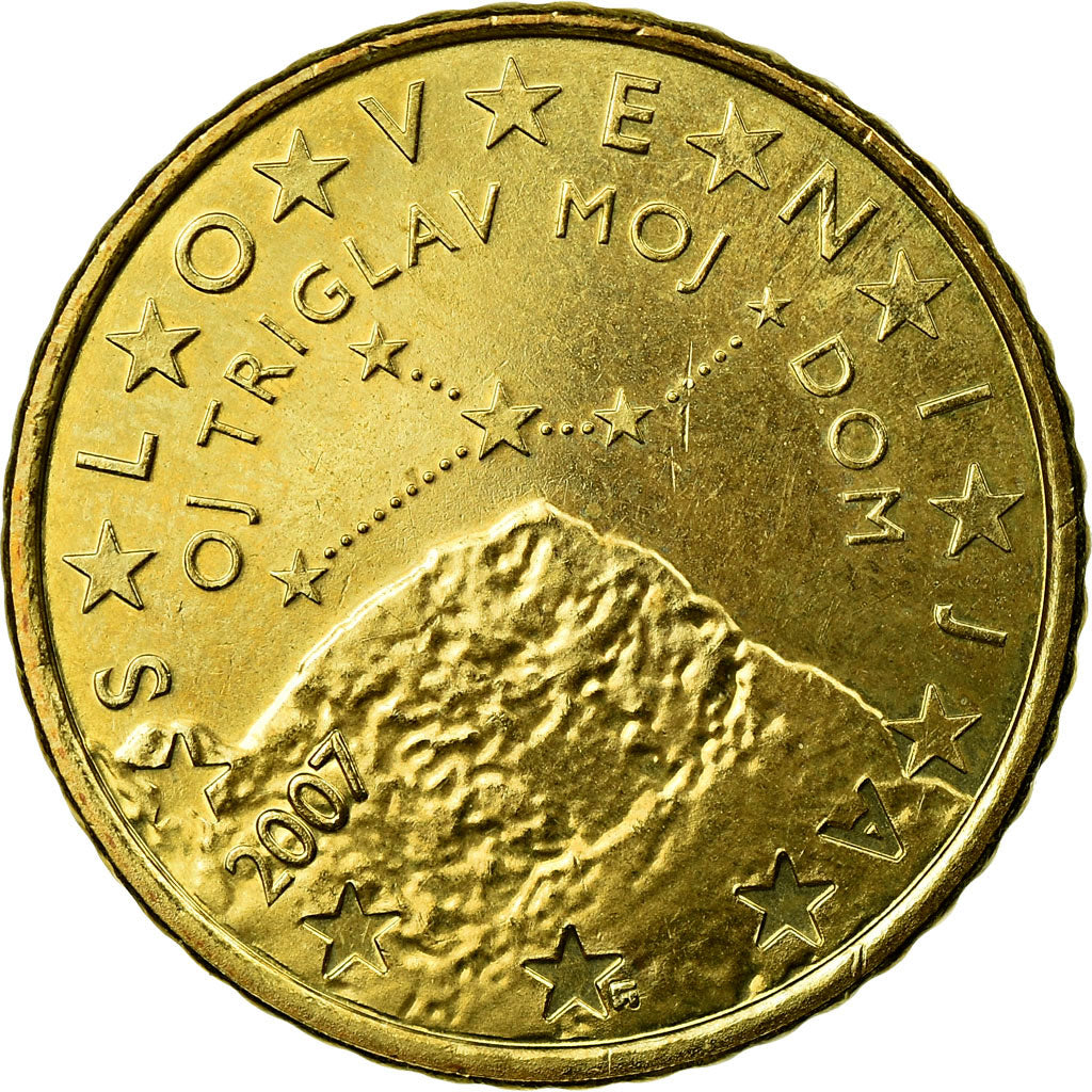 Slovenia, 50 Euro Cent, 2007, EF(40-45), Brass, KM:73
