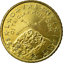 Slovenia, 50 Euro Cent, 2007, EF(40-45), Brass, KM:73