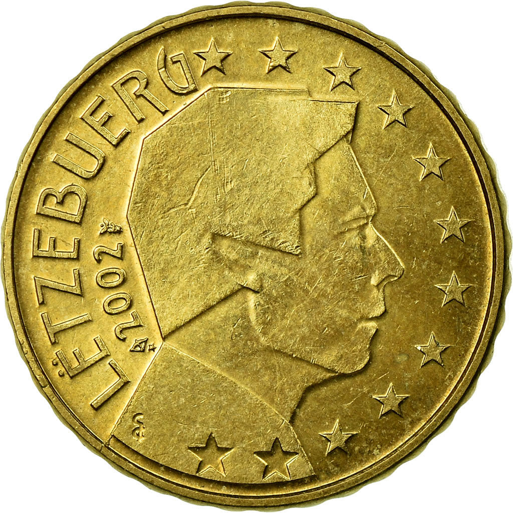 Luxembourg, 10 Euro Cent, 2002, EF(40-45), Brass, KM:78