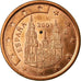 Spain, 5 Euro Cent, 2001, EF(40-45), Copper Plated Steel, KM:1042