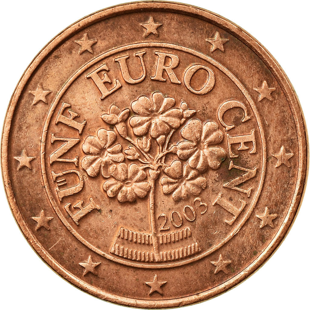 Austria, 5 Euro Cent, 2003, MBC, Cobre chapado en acero, KM:3084