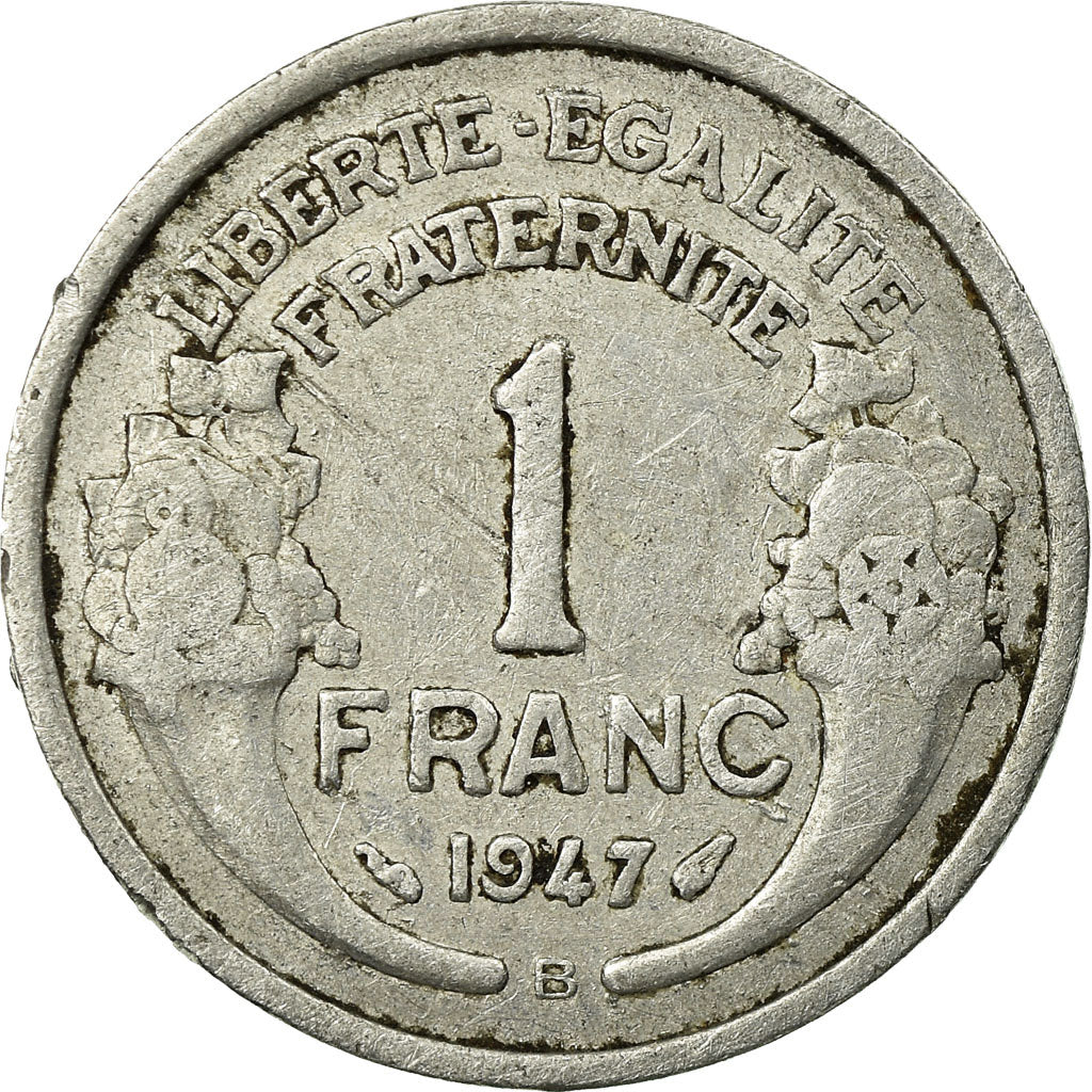Coin, France, Morlon, Franc, 1947, Beaumont - Le Roger, EF(40-45), Aluminum