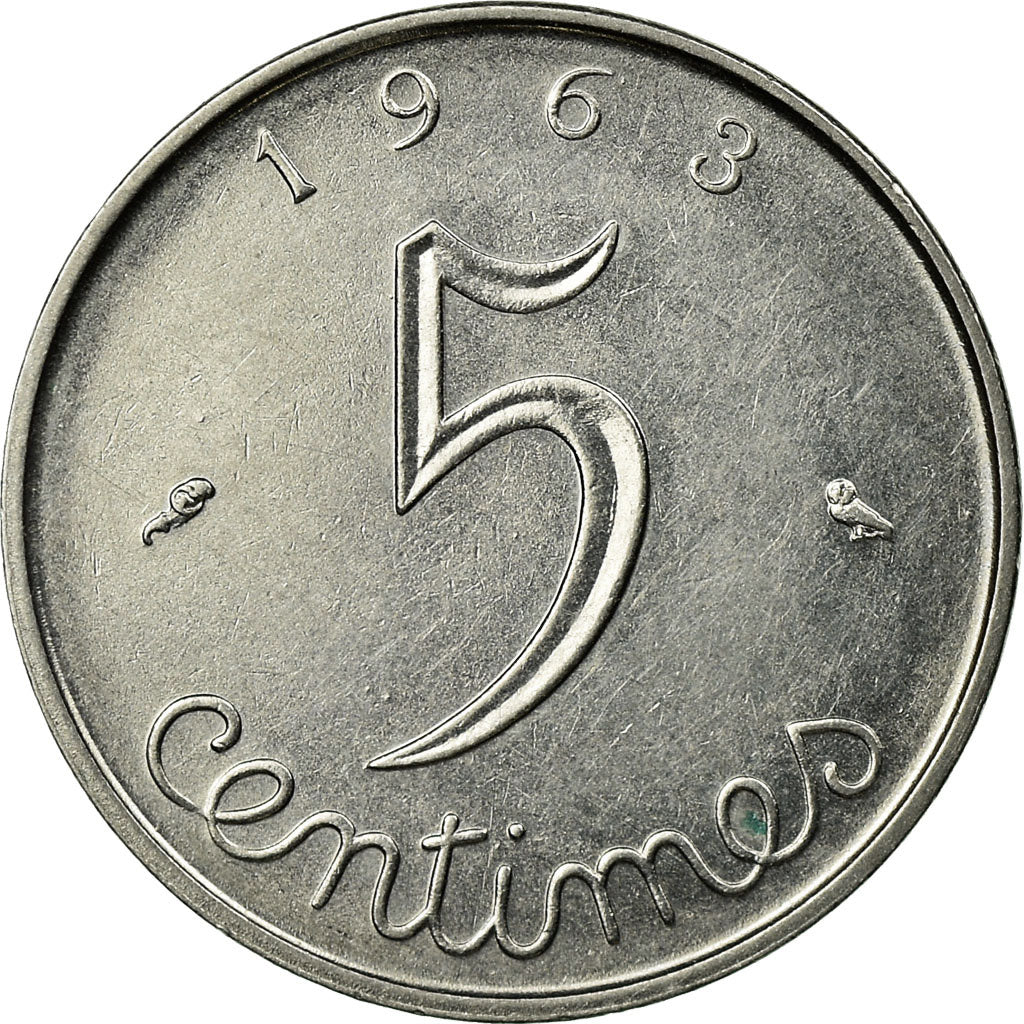Moneta, Francja, Épi, 5 Centimes, 1963, Paris, EF(40-45), Stal nierdzewna