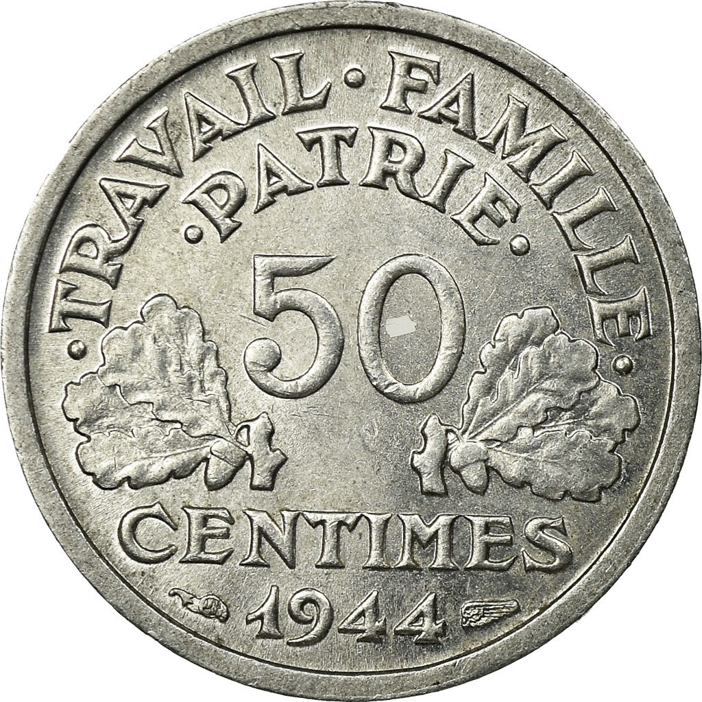 France, Bazor, 50 Centimes, 1944, Beaumont - Le Roger, EF(40-45), Aluminum