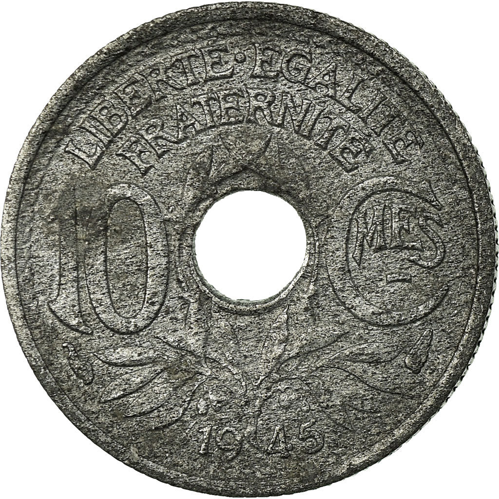 Munten, Frankrijk, Lindauer, 10 Centimes, 1945, FR, Zinc, KM:906.1, Gadoury:292