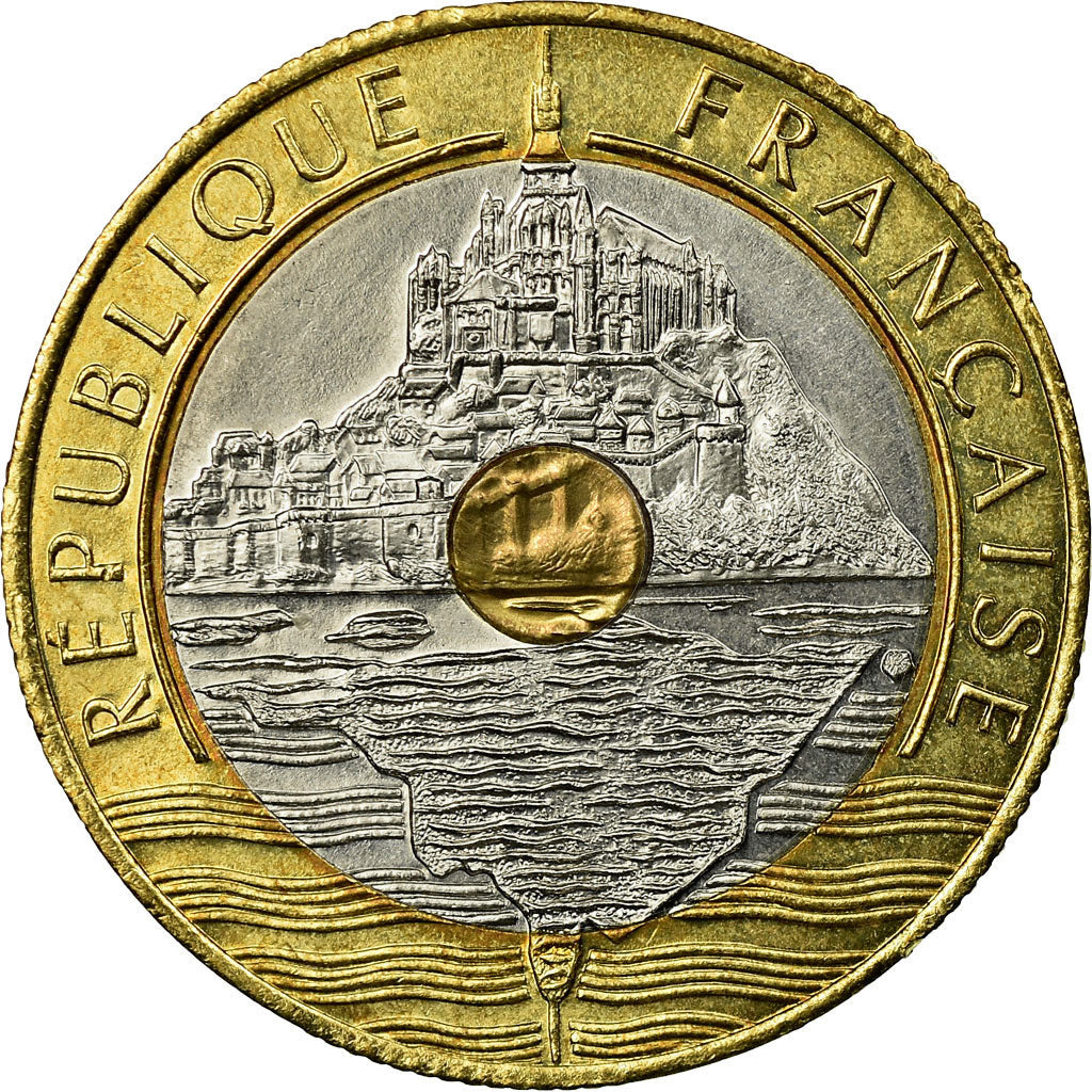 Coin, France, Mont Saint Michel, 20 Francs, 1992, Paris, AU(55-58)